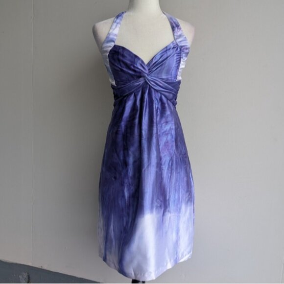 Vintage 90s Satin Purple Halter Dress - Picture 7 of 8